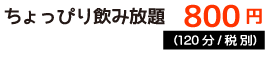 ちょっぴり飲み放題　800円（120分・税込）